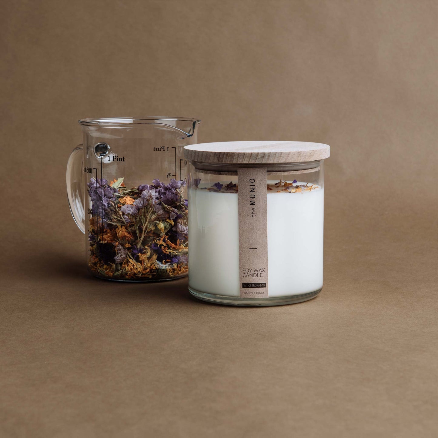 Wild flowers candle in glass votive