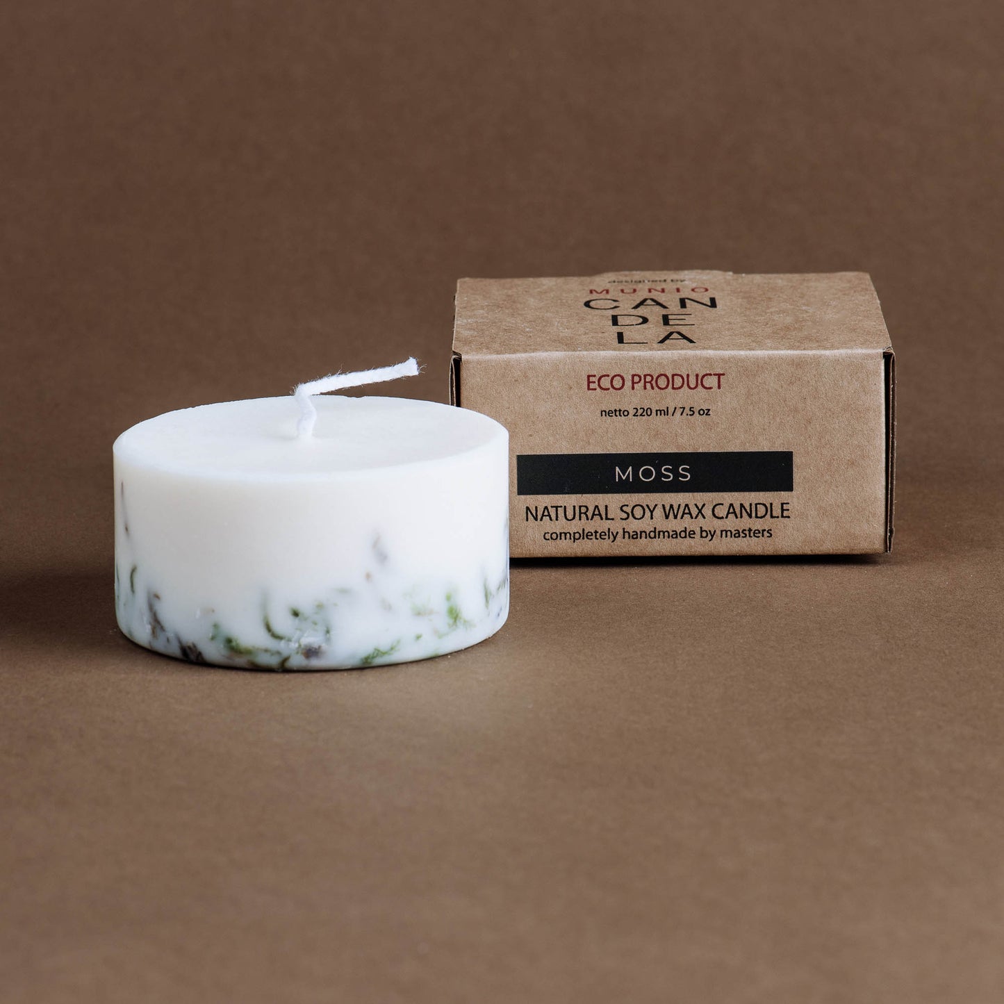 Moss mini pillar candle