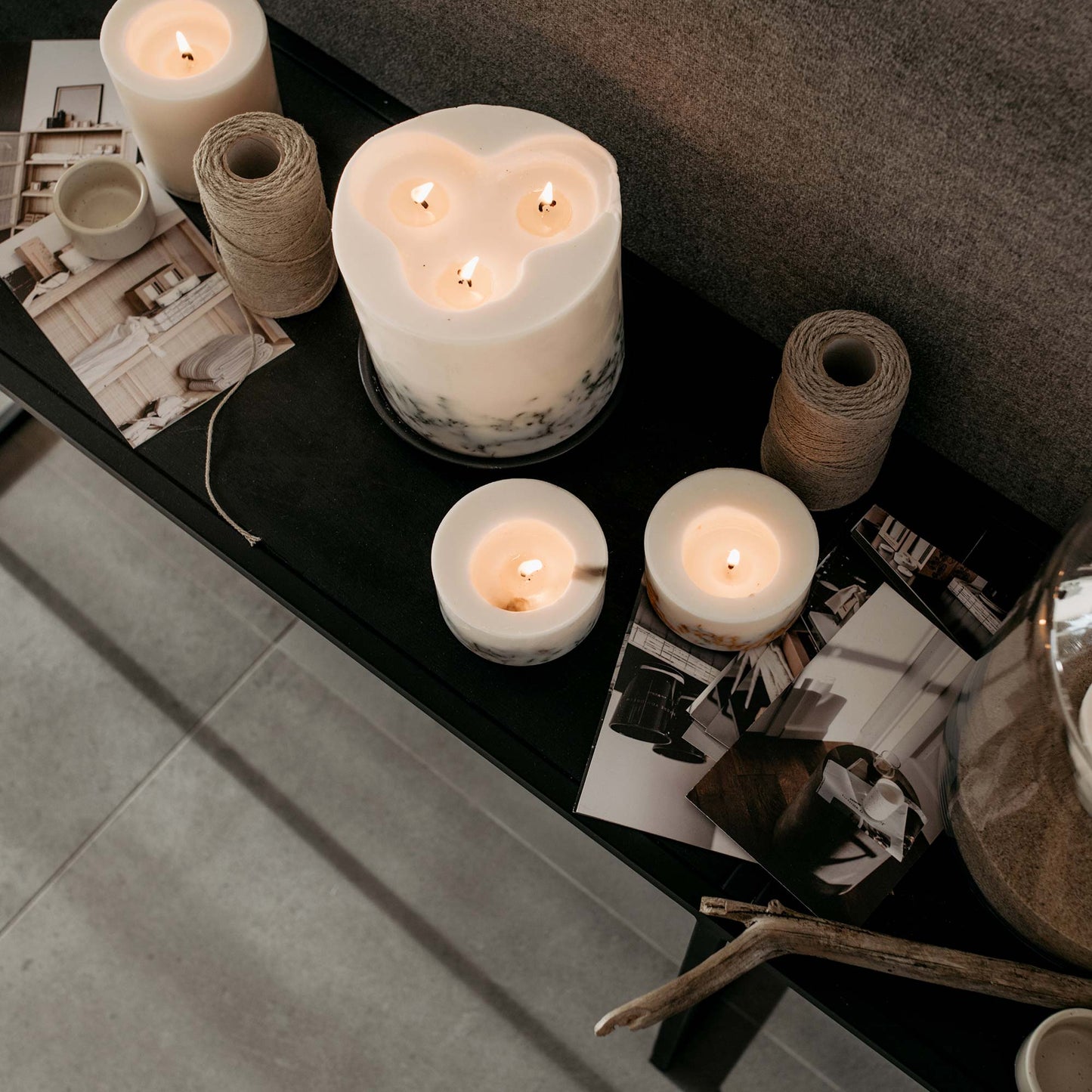 Moss large 3-wick pillar candle