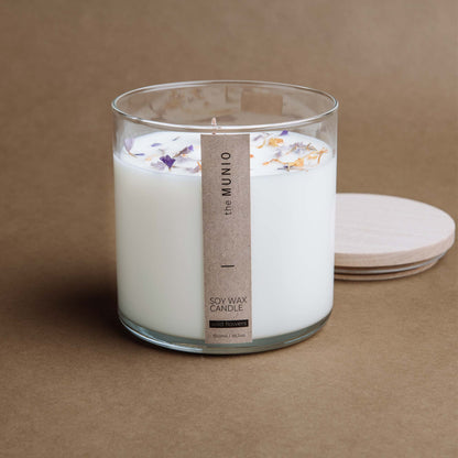 Wild flowers candle in glass votive